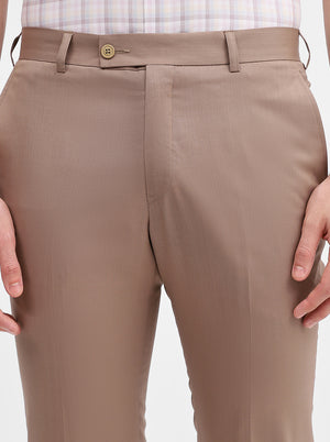 Khaki Solid Slim Fit Formal Trouser | JadeBlue Super Luxe