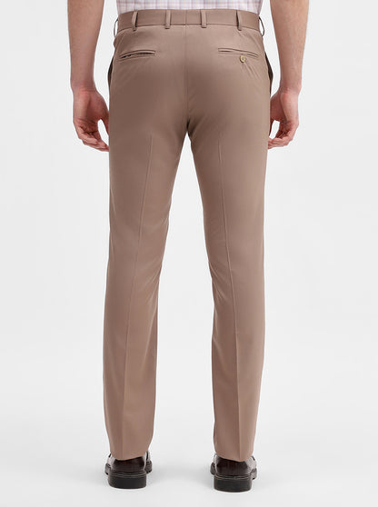 Khaki Solid Slim Fit Formal Trouser | JadeBlue Super Luxe
