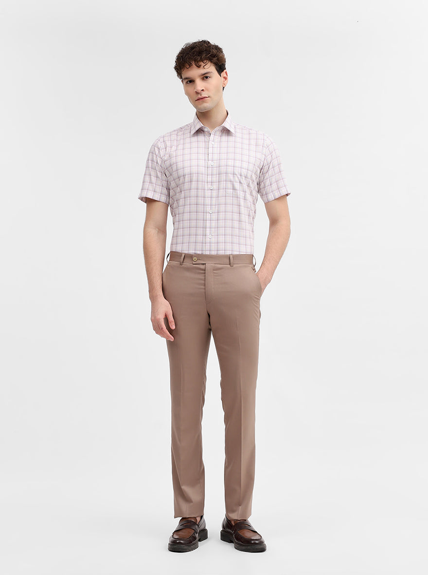 Khaki Solid Slim Fit Formal Trouser | JadeBlue Super Luxe