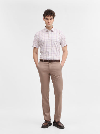 Khaki Solid Slim Fit Formal Trouser | JadeBlue Super Luxe