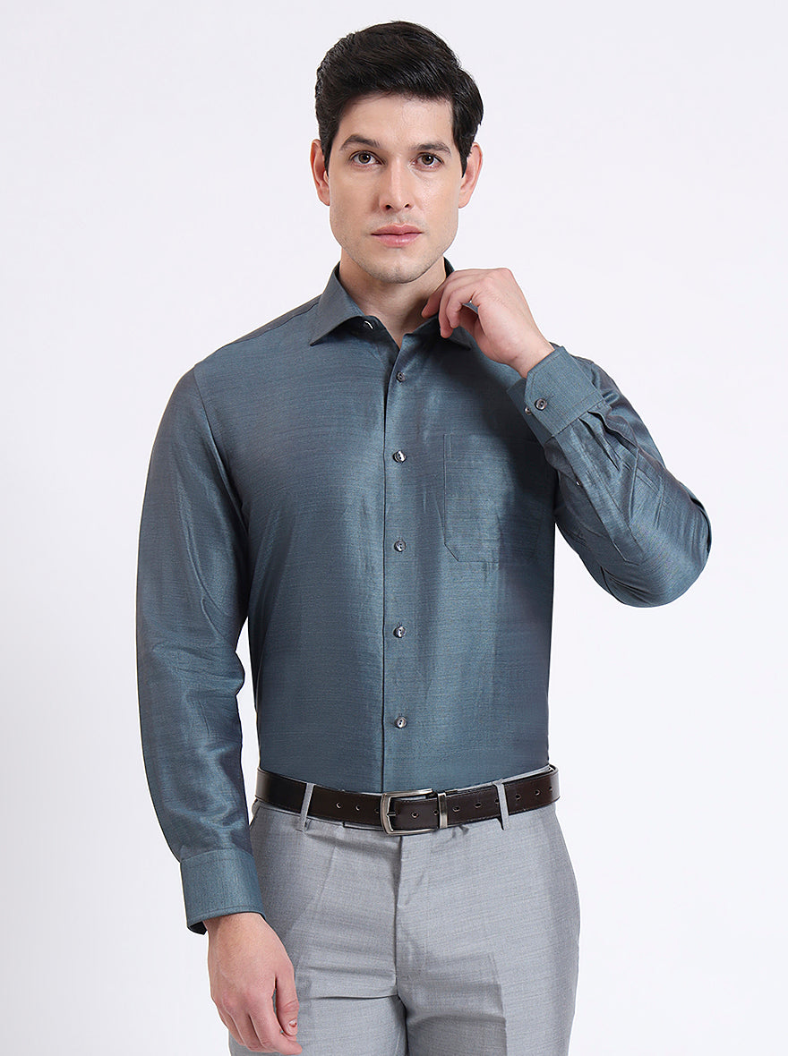 Lightslategray Solid Slim Fit Formal Shirt | JadeBlue Super Luxe