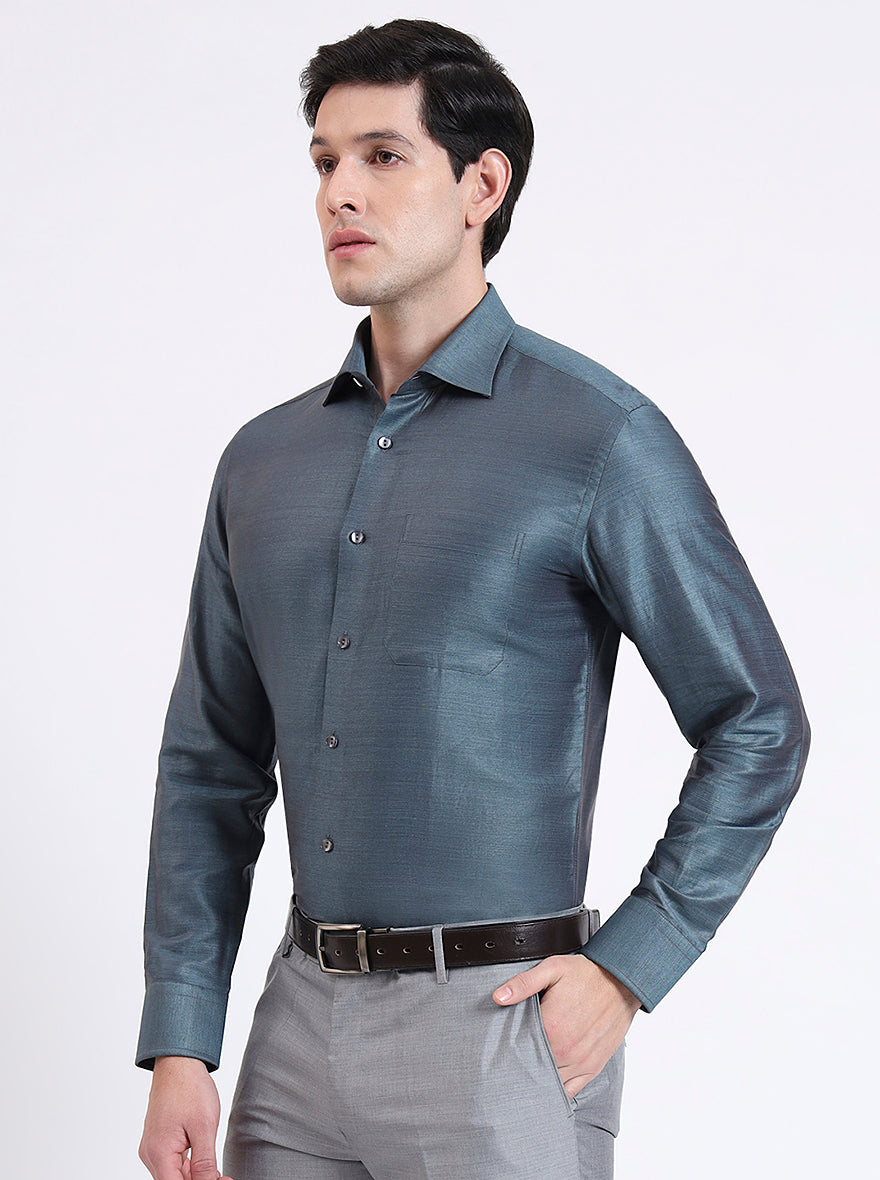 Lightslategray Solid Slim Fit Formal Shirt | JadeBlue Super Luxe