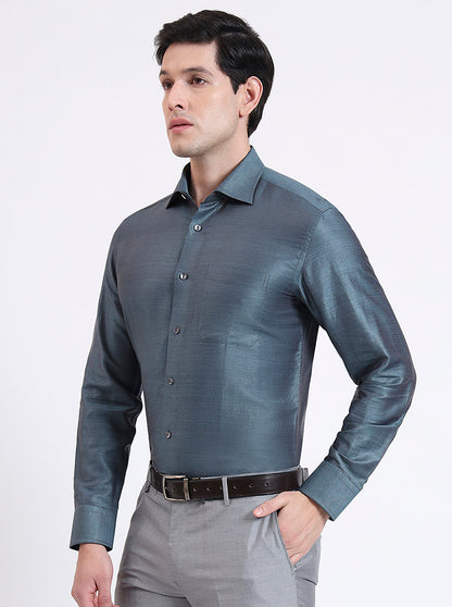 Lightslategray Solid Slim Fit Formal Shirt | JadeBlue Super Luxe