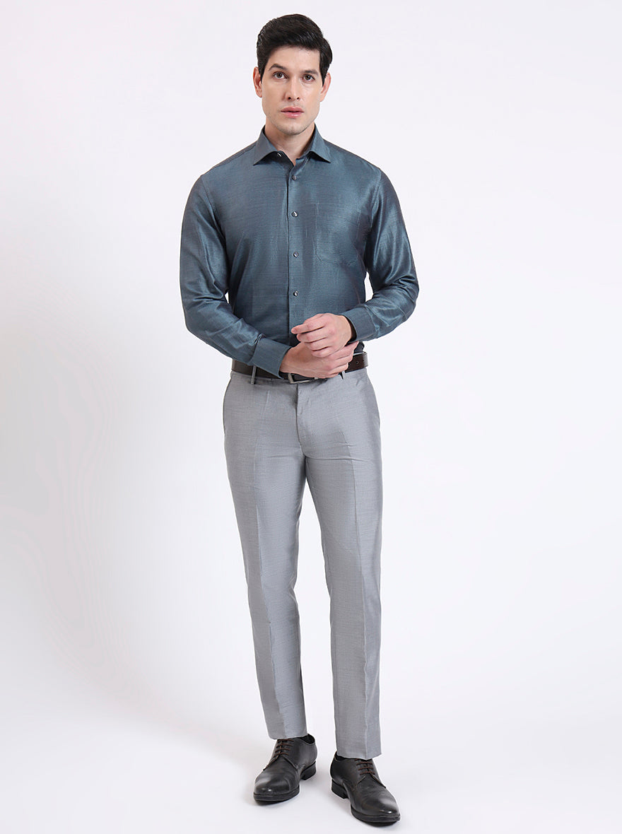 Lightslategray Solid Slim Fit Formal Shirt | JadeBlue Super Luxe