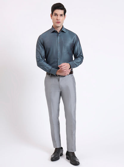 Lightslategray Solid Slim Fit Formal Shirt | JadeBlue Super Luxe