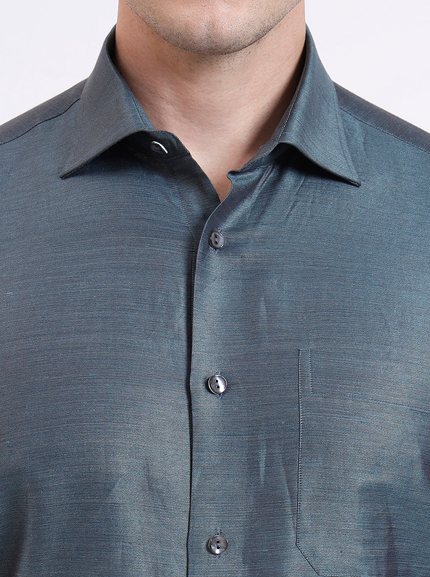 Lightslategray Solid Slim Fit Formal Shirt | JadeBlue Super Luxe