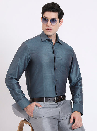 Lightslategray Solid Slim Fit Formal Shirt | JadeBlue Super Luxe