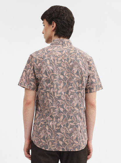 Grey Printed Slim Fit Casual Shirt | Greenfibre