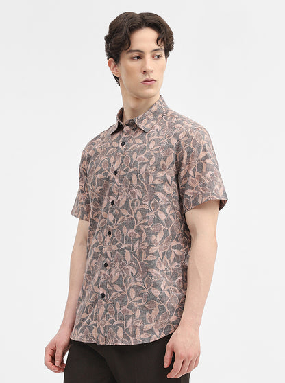 Grey Printed Slim Fit Casual Shirt | Greenfibre