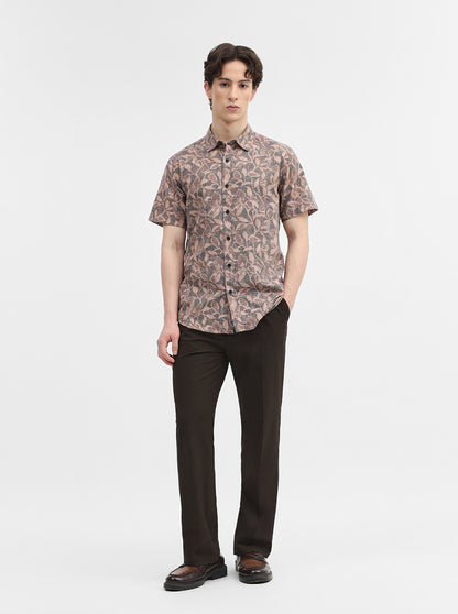 Grey Printed Slim Fit Casual Shirt | Greenfibre