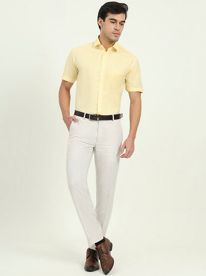 Light Yellow Solid Regular Fit Formal Shirt | Greenfibre