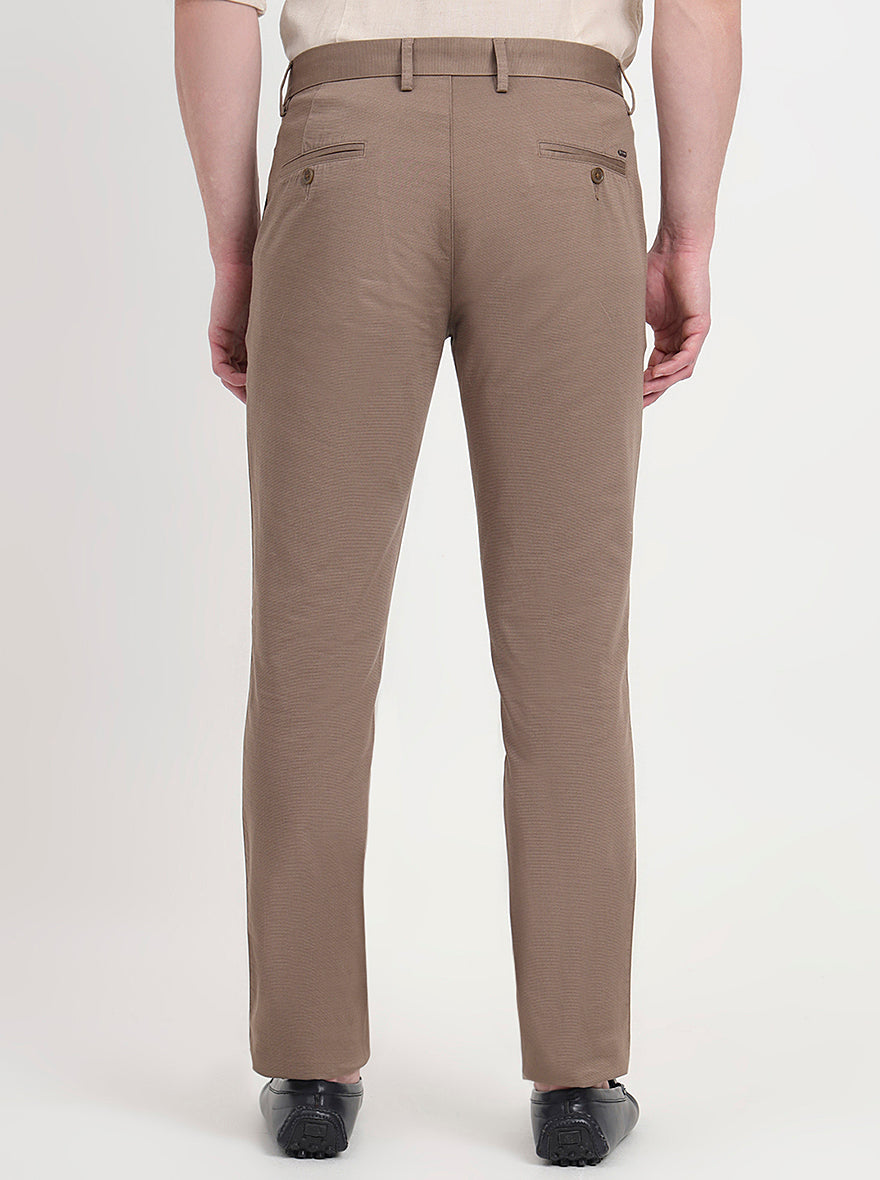 Light Brown Printed Uno Fit Casual Trouser | JadeBlue