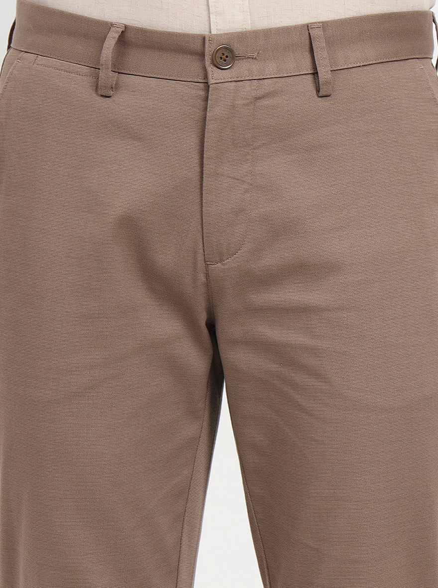 Light Brown Printed Uno Fit Casual Trouser | JadeBlue