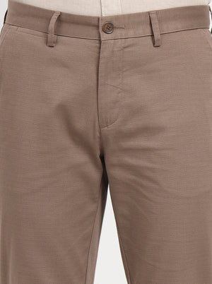 Light Brown Printed Uno Fit Casual Trouser | JadeBlue