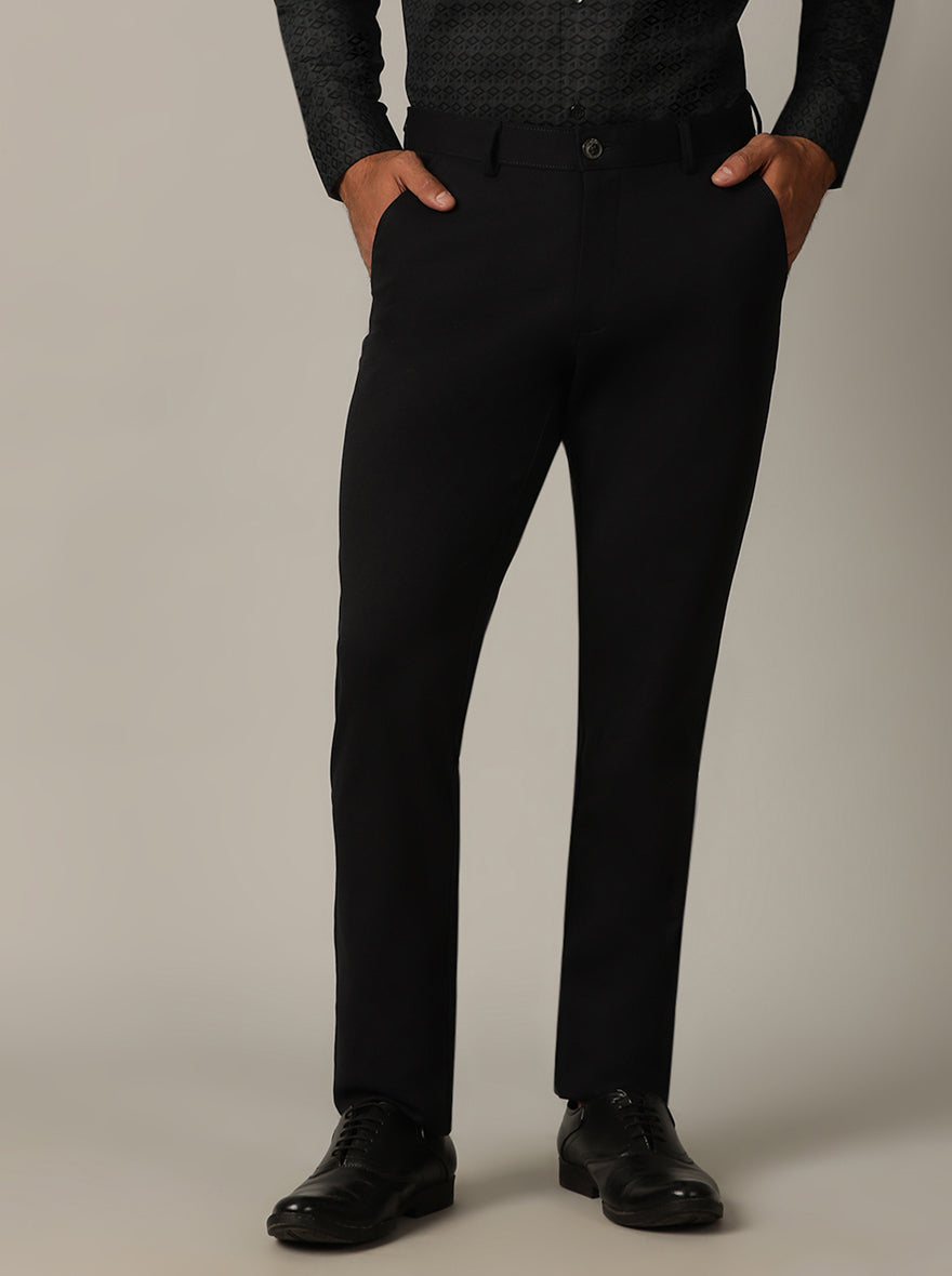 Navy Blue Solid Venice Fit Casual Trouser | JadeBlue
