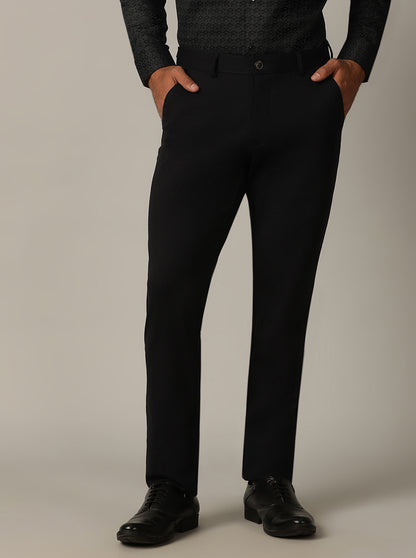 Navy Blue Solid Venice Fit Casual Trouser | JadeBlue