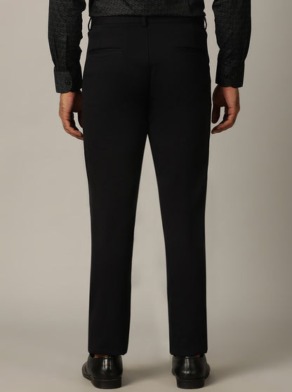 Navy Blue Solid Venice Fit Casual Trouser | JadeBlue