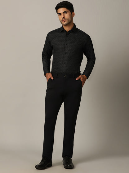 Navy Blue Solid Venice Fit Casual Trouser | JadeBlue