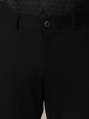 Navy Blue Solid Venice Fit Casual Trouser | JadeBlue