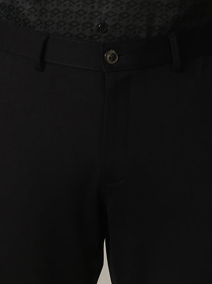 Navy Blue Solid Venice Fit Casual Trouser | JadeBlue