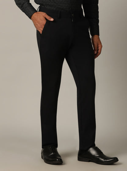 Navy Blue Solid Venice Fit Casual Trouser | JadeBlue