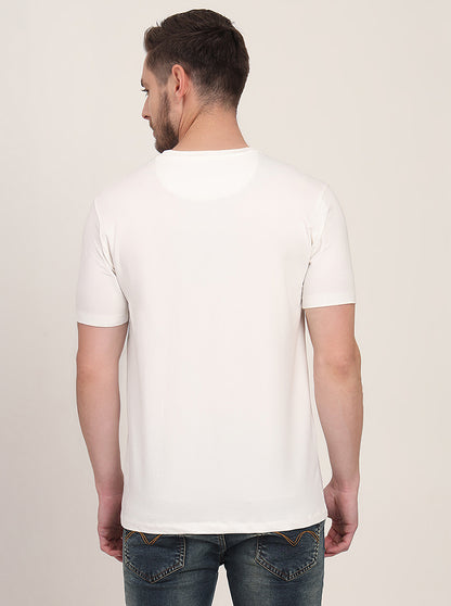 White Printed Slim Fit T-Shirt | JadeBlue