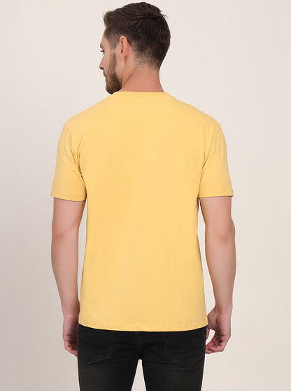 Yellow Printed Slim Fit T-Shirt | JadeBlue