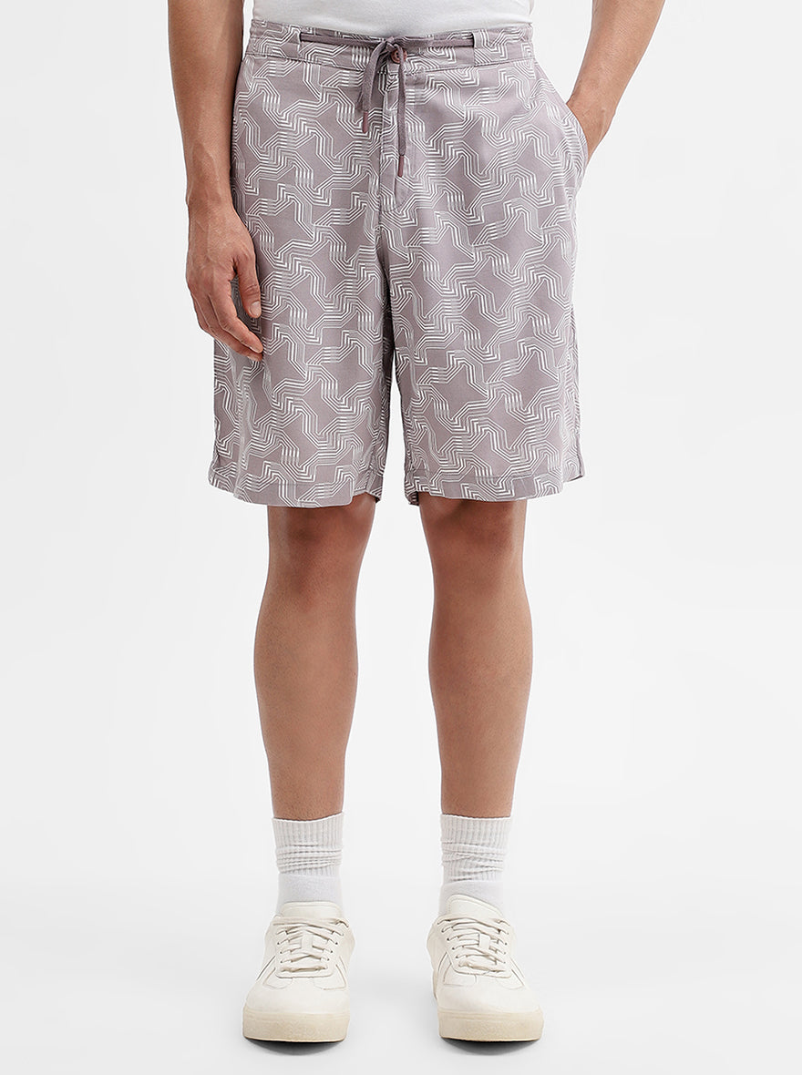 Purple Printed Regular Fit Shorts | Greenfibre