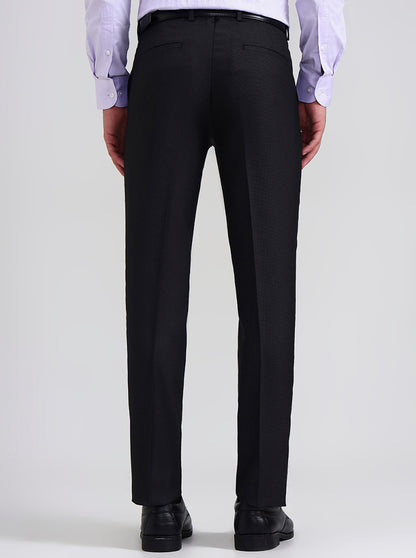Black Printed Slim Fit Formal Trouser | Greenfibre