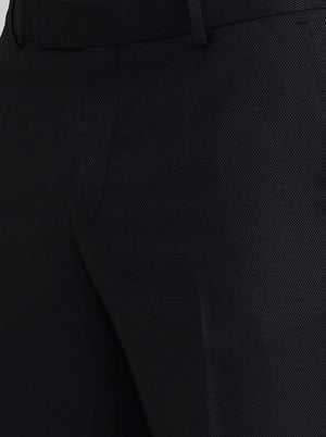 Black Printed Slim Fit Formal Trouser | Greenfibre
