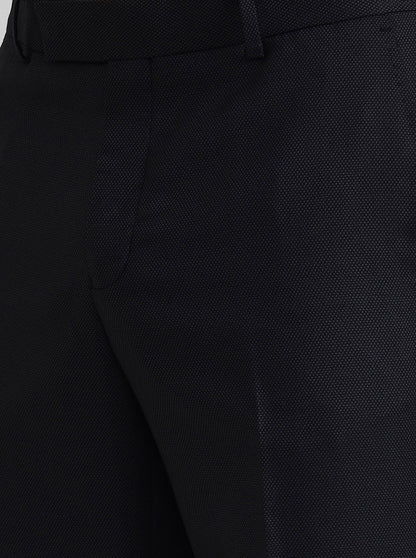 Black Printed Slim Fit Formal Trouser | Greenfibre