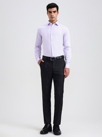 Black Printed Slim Fit Formal Trouser | Greenfibre