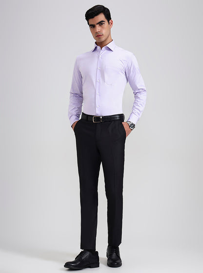 Black Printed Slim Fit Formal Trouser | Greenfibre