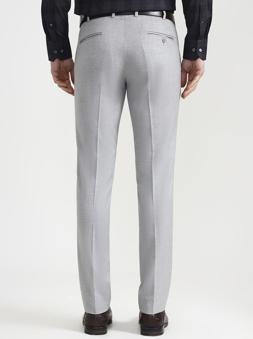 Light Grey Solid Super Slim Fit Formal Trouser | JadeBlue Youth