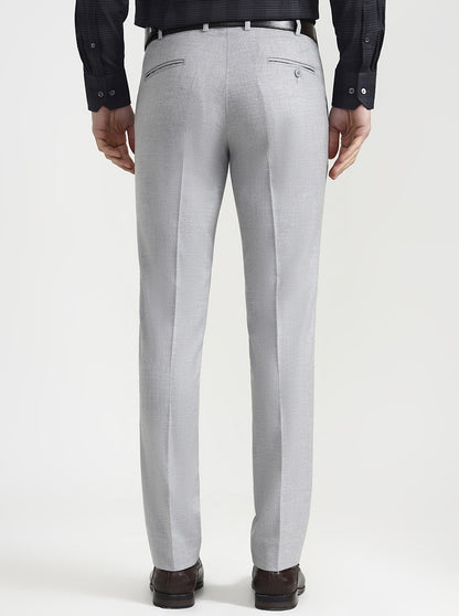 Light Grey Solid Super Slim Fit Formal Trouser | JadeBlue Youth