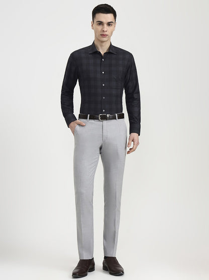 Light Grey Solid Super Slim Fit Formal Trouser | JadeBlue Youth