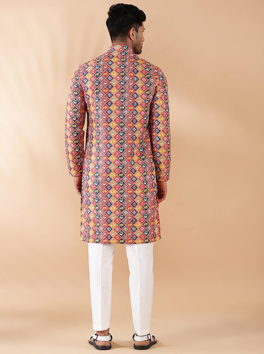 Red Multi Printed Kurta | The Kurta Company