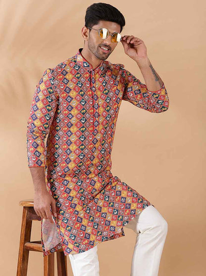 Red Multi Printed Kurta | The Kurta Company