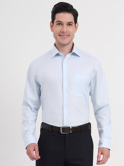 Sky Blue Solid Regular Fit Formal Shirt | JadeBlue