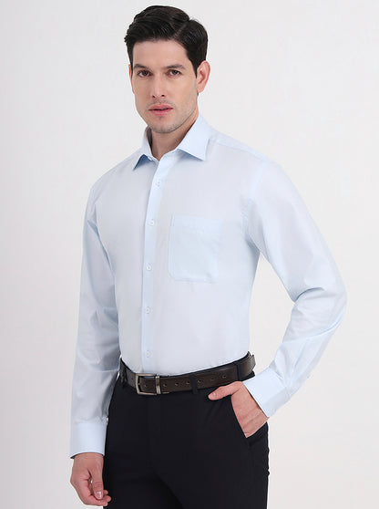 Sky Blue Solid Regular Fit Formal Shirt | JadeBlue