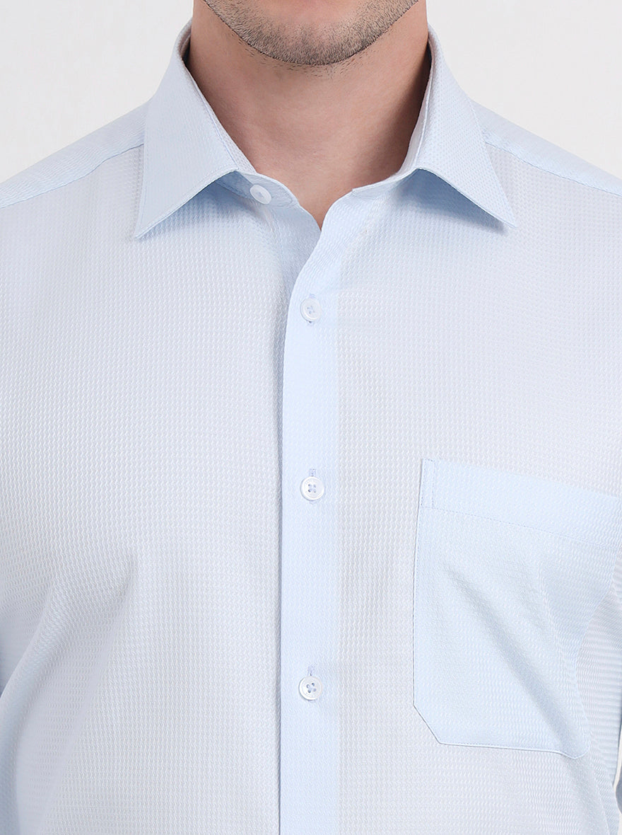 Sky Blue Solid Regular Fit Formal Shirt | JadeBlue