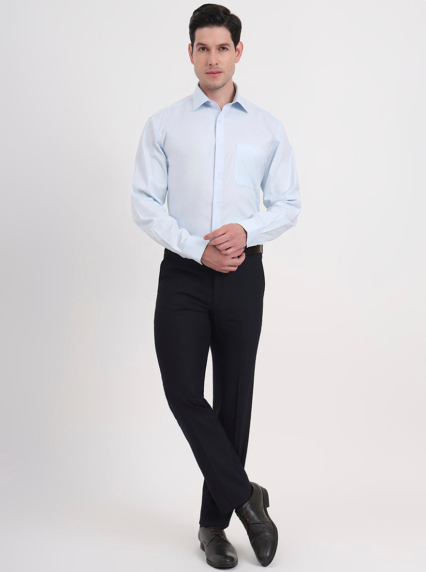 Sky Blue Solid Regular Fit Formal Shirt | JadeBlue