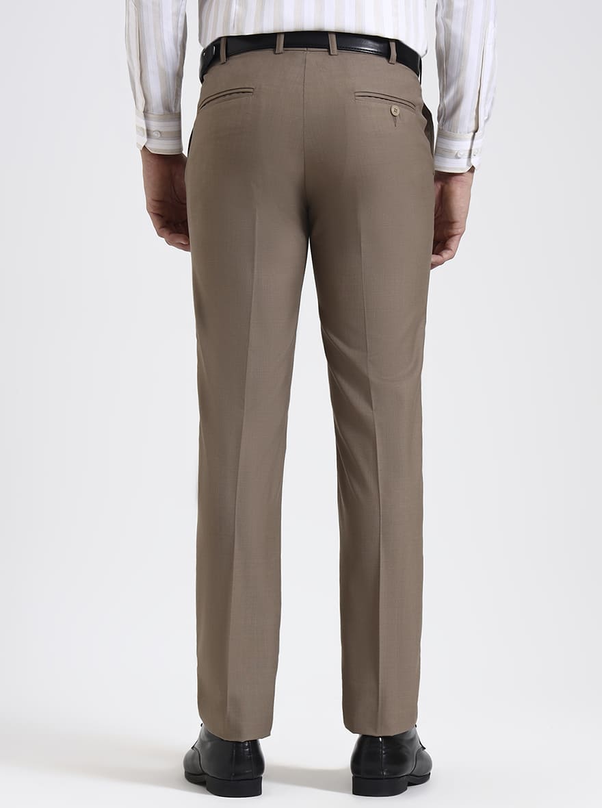 Fawn Solid Slim Fit Formal Trouser | JadeBlue Super Luxe
