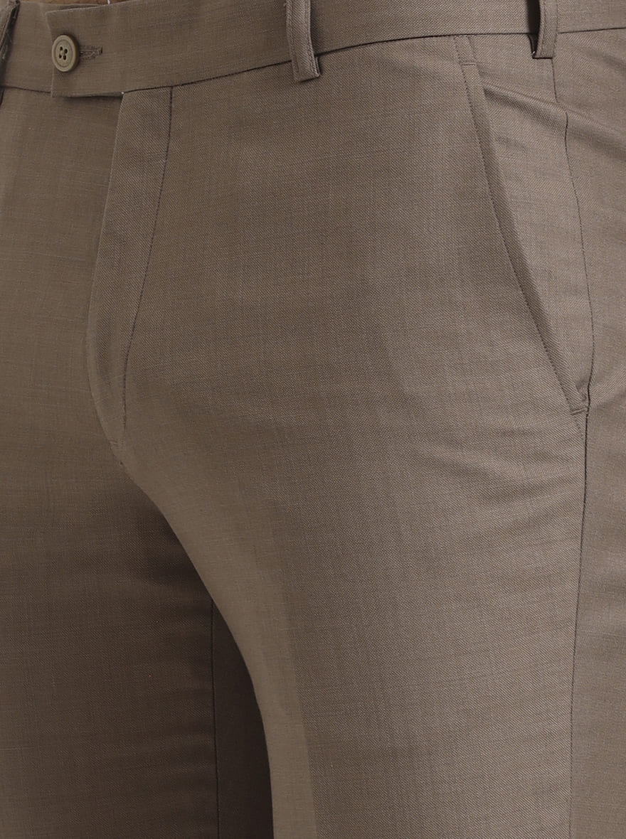 Fawn Solid Slim Fit Formal Trouser | JadeBlue Super Luxe