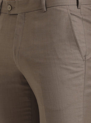 Fawn Solid Slim Fit Formal Trouser | JadeBlue Super Luxe