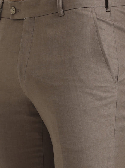 Fawn Solid Slim Fit Formal Trouser | JadeBlue Super Luxe