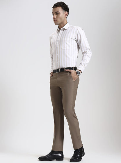 Fawn Solid Slim Fit Formal Trouser | JadeBlue Super Luxe