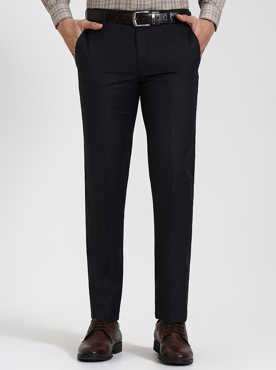 Charcoal Grey Solid Slim Fit Formal Trouser | JadeBlue Super Luxe