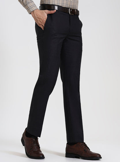 Charcoal Grey Solid Slim Fit Formal Trouser | JadeBlue Super Luxe