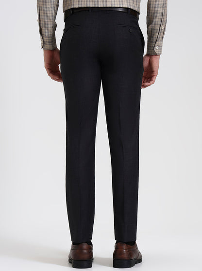 Charcoal Grey Solid Slim Fit Formal Trouser | JadeBlue Super Luxe